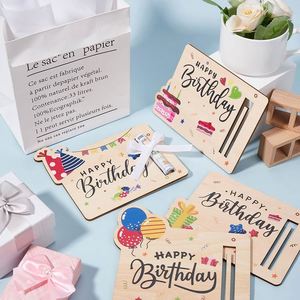 Enveloppe à argent en bois faite à la main avec ruban, style artistique DIY, porte-cadeau amusant pour l'argent, pour fête d'anniversaire, artisanat en bois - Product Image 4