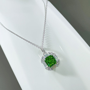 Collier pendentif carré géométrique en cristal pour femme, style vintage français, chaîne de clavicule, bijoux - Product Image 6