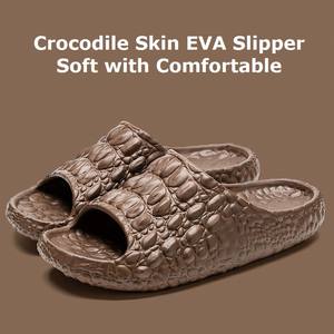 Haute qualité hommes EVA diapositives pantoufles Crocodile Texture anti-dérapant chaussures de bain légères pour la maison hôtel intérieur extérieur - Product Image 2