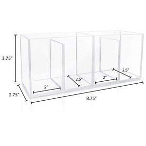 Organisateur en acrylique transparent à 4 compartiments Porte-brosse de <span class=keywords><strong>maquillage</strong></span> Solution de <span class=keywords><strong>rangement</strong></span> Bureau Salle de bain Fournitures de cuisine - Product Image 6