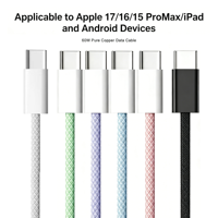 Cable USB-C a USB-C de 60W con Trenzado de Nailon, Carga Rápida 3A/5A, Cables de Datos con Conectores Niquelados para Teléfonos 15/16/17, Compatible con Computadoras IOS