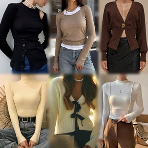 เสื้อผ้าผู้หญิงมือสองสำหรับฤดูใบไม้ร่วงและฤดูหนาว รวมเสื้อสเวตเตอร์ เสื้อถัก เสื้อโค้ท คละแบบ ขายส่ง - Product Image 2