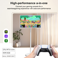 Soporte de TV Móvil de 32 Pulgadas, Soporte de Piso para Fiestas, Educación, Deportes, Sistema Android, Vidrio Blanco, Aluminio