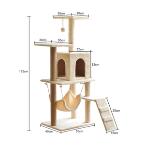 Doppio mobile personalizzato albero gatto condominio in legno con Sisal tessuto graffio per Multi-gatto case - Product Image 2