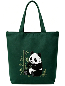 Sac fourre-tout en toile personnalisé avec broderie de panda mignon pour la plage, le pique-nique et les voyages, léger, pliable, 12 oz - Product Image 5
