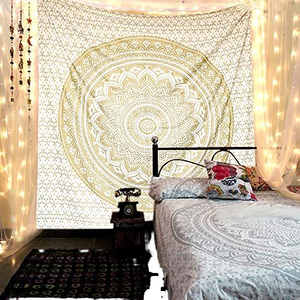 Personnalisé Or Blanc Mandala Tapisserie Boho Mur Art pour Chambre Décor Tissé Tissu <span class=keywords><strong>Yoga</strong></span> et Méditation Maison Chambre Décoration - Product Image 4