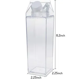 2023 Hot Sale Transparent Safe Fashion Kunden spezifische Farbe nicht auslaufen quadratische Milch flasche