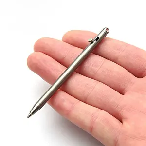 迷你尺寸EDC口袋金属笔纪念品螺栓动作钛圆珠笔