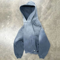Sudadera con Capucha para Hombre, Estilo Vintage, Lavado Ácido, Efecto Desgastado por el Sol, Corte Holgado, Tejido Grueso de Algodón Francés, Venta al Por Mayor Personalizada