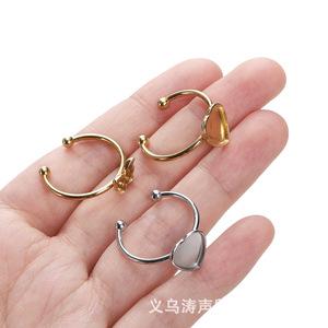 Base de Anillo DIY en Forma de Corazón de Acero Inoxidable, Color Oro y Plata, Accesorio de Joyería Unisex, Regalo - Product Image 1