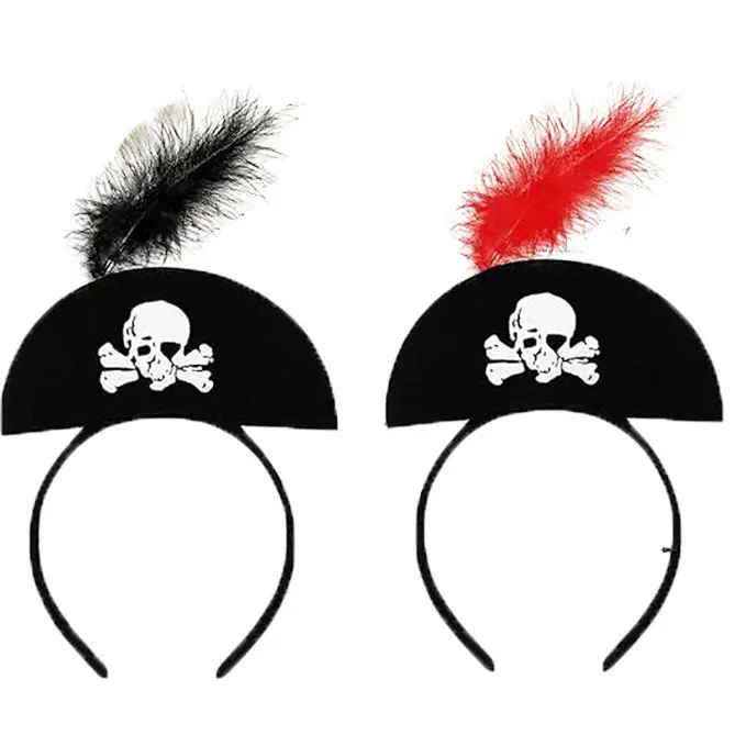 Piraat Hoed Hoofdband Schedel Veer Mini Piratenhoed Hoofdband Voor Halloween Decoratie Verjaardag Cosplay Rekwisieten Podium