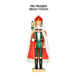 38cm Red Cape Gold Trim Wooden <b>Nutcracker</b> King with Moving Mouth for Xmas Tree Decorations Home Christmas Centerpiece - Product Image 2
