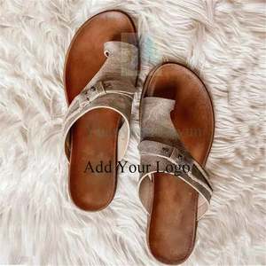 Nouvelle tendance en <span class=keywords><strong>cuir</strong></span> Pu pour femmes Toe Clip Casual Slides Pantoufles Marche Sandales plates - Product Image 4