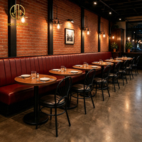 Ensemble de mobilier de restaurant moderne de luxe Ron Group, chaise en métal à dossier haut, banquette en cuir, table ronde en bois sur mesure pour usage commercial