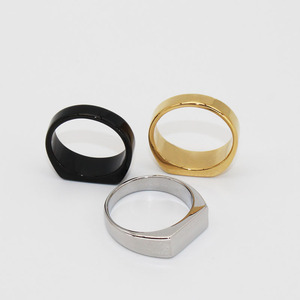Anillo de Sello Rectangular Minimalista y Sencillo, Chapado en Oro de 18K, de Acero Inoxidable Antideslustre, Pulido, para Mujeres y Hombres - Product Image 3