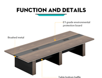 Bureau de réunion extensible moderne en bois pour 10 à 16 personnes, table de réunion de bureau