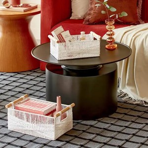 <span class=keywords><strong>Panier</strong></span> de rangement avec poignée Corde décorative en papier Paniers rectangulaires en osier pour usage de toilette de comptoir - Product Image 5