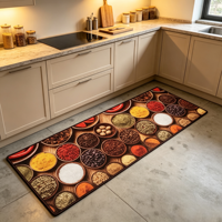 Tapis de cuisine antidérapant à imprimé géométrique, résistant à l'huile, sans formaldéhyde, lavable, en polyester, à poils ras, pour la cuisine