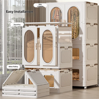Armoire de rangement pliable double détachable, moderne, écologique, en plastique, multi-niveaux, grande capacité, pour vêtements – Meilleure vente