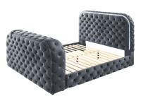 Graues Modernes Kunstleder-Doppelbett mit LED-Kamin TV-Ständer & Stauraum Umweltfreundlich