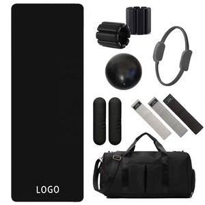 Kit de fitness personnalisé avec logo : ballon de yoga, anneau de Pilates rond, poids de cheville en silicone et bande de résistance - Product Image 4