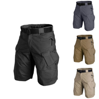 Pantalon cargo tactique tricoté mi-long pour homme IX7, taille mi-haute, motif uni, grandes tailles, short d'entraînement teint uni