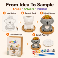 Kit de Bricolage pour Enfants : Pot à Succulentes en Céramique à Peindre Soi-même en Forme d'Animal, Poterie Non Émaillée, Mini Pot de Fleurs, Décoration de Bureau