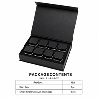 Kit d'emballage magnétique pour concentrés, taille standard, 8 pièces, prêt à expédier, avec bocaux en verre, étiquettes autocollantes pour couvercles et style personnalisé