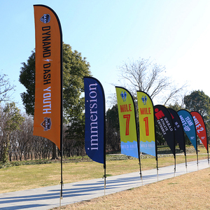 Custom Prints Outdoor Beach Flying Flags 3.4M Sign Banners Mini Teardrop Fiberglass Flagpoles High Resolution Ground Spike