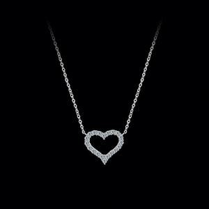 Collar de Plata de Ley S925 con Moissanita para Mujer, Collar con Forma de Corazón - Product Image 1