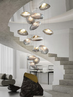 Lustre en verre soufflé à la main de style nordique personnalisé, luminaire suspendu moderne en forme de bulle pour hall d'hôtel, villa, escalier, salon