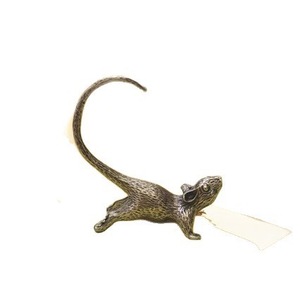 1 pièce Ornement plaqué laiton, figurine de thé chinoise, petite souris à longue queue, style rétro, plaqué cuivre - Product Image 2