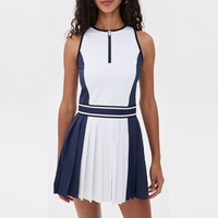 Großhandel Damen Kontrast-Farben Plissiertes Tenniskleid Hochelastisches Spandex-Polyester Atmungsaktive Outdoor-Sportbekleidung