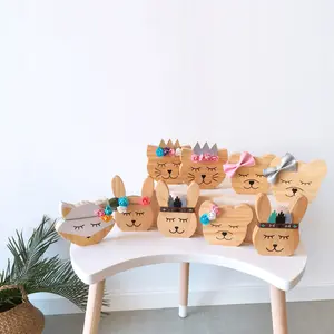 DIY 귀여운 나무 여우 곰 토끼 고양이 장난감 어린이 방 장식 장식품 북유럽 보육 어린이 방 사진 소품 아기 선물