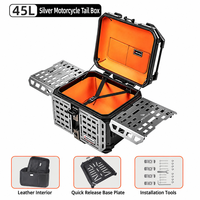 LDQ LDQ233 45L Top Case Moto en Aluminium Double Verrouillage Design Mecha Noir Boîte Arrière Antichoc Anti-Poussière pour Aventure