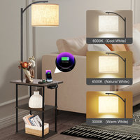 Lampadaire de table en forme de lampe en tissu avec port USB et type-c et charge ca