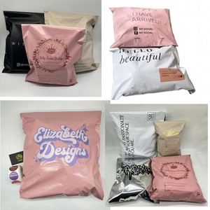 Custom LOGO <b>Waterproof</b> Pink Poly Biodegradable Courier Bags for Clothing Shoes & <b>Socks</b>-6x9 & 10x13 Postal Mailing Bags - Product Image 2