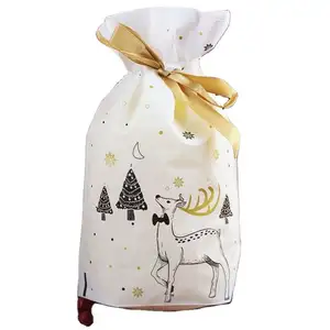 व्यक्तिगत रिबन किराने कस्टम उपहार संभाल रस्सी भंडारण प्यारा टोंटी क्रिसमस माल पेपर बैग