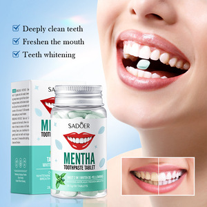 Sadoer 30 tabletas de pasta de dientes orgánica probiótica con menta, sabor <span class=keywords><strong>uva</strong></span>, cereza, melocotón y naranja, para limpieza, blanqueamiento y eliminación del sarro amarillo. - Product Image 1