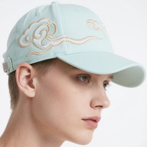 Gorra Deportiva de Algodón Twill Azul Claro Personalizada con Bordado de Llama y Nubes Auspiciosas de Alta Calidad - Product Image 4