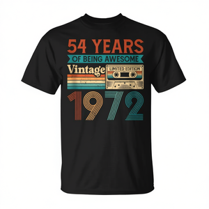 T-shirt vintage con stampa serigrafica del 1972, edizione limitata, per il 54° compleanno, girocollo, manica corta, unisex per adulti - Product Image 2