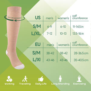 Chaussettes <span class=keywords><strong>de</strong></span> compression montantes personnalisées couleur unie, douces et respirantes, pour le soutien des jambes, idéales pour infirmières, voyages, course à pied et femmes - Product Image 5