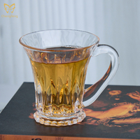 Tasse à café vintage européenne 120ml en relief clair poignée en verre à thé tasse à thé noire élégante tasse à expresso tasse à café en verre