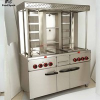 Grill à gaz vertical double tête pour gyros et shawarma turcs, style Moyen-Orient, à vendre