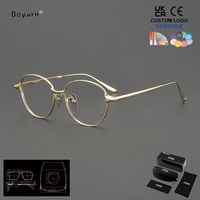 Monture de lunettes Boyarn en titane pur pour hommes, montures de lunettes de vue rétro pour myopie, montures optiques vintage pour femmes, lunettes pour hommes