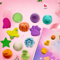 Bombes de bain artisanales mignonnes en boîte mystère - 10 bombes effervescentes rondes aux huiles essentielles naturelles pour enfants et filles, cadeau surprise parfait