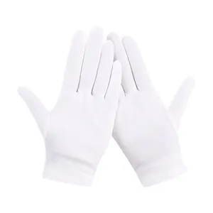 Gants de cérémonie de défilé de fanfare formels de trafic blanc 100% coton avec manchette à pression