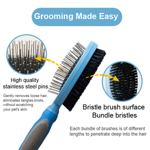 Peigne multifonctionnel 2-en-1 pour animaux de compagnie <span class=keywords><strong>Brosse</strong></span> de toilettage pour animaux de compagnie Peigne autonettoyant pour chiens et chats <span class=keywords><strong>Brosse</strong></span> à poils Outil de toilettage essentiel pour animaux de compagnie - Product Image 5