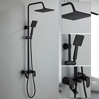 Colonne de douche intelligente moderne 8 pouces en laiton noir mat, garantie 5 ans, vente en gros usine, ensemble 5 pièces avec jets de pluie pour hôtel
