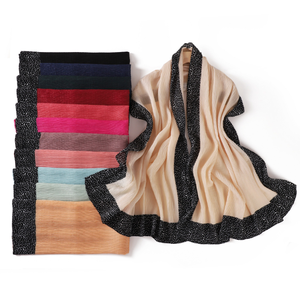Conjunto de Bufandas Bordadas de Pashmina, Chal de Crepé de Seda Deportivo para Hijab, Conjunto de 2 Piezas para Mujer - Product Image 5